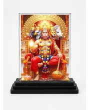 Hanuman Acrylic Car Dashboard Showpiece | Double-Sided Hanuman Photo Stand | 3 X 4 Inch Photo | Transparent Acrylic Frame With Black Base | Car Dashboard, Office & Table Decor (F72042)