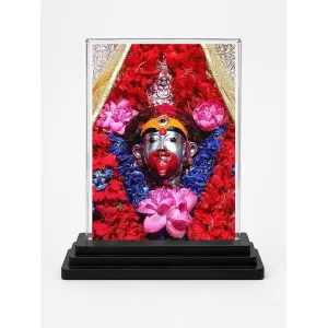 Goddess Kali Acrylic Car Dashboard Showpiece | Double-Sided Goddess Kali Photo Stand | 3 X 4 Inch Photo | Transparent Acrylic Frame With Black Base | Car Dashboard, Office & Table Decor (F72043)