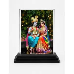 Shree Krishna And Shree Radha Acrylic Car Dashboard Showpiece | Double-Sided Shree Krishna And Shree Radha Photo Stand | 3 X 4 Inch Photo | Transparent Acrylic Frame With Black Base | Car Dashboard, Office & Table Decor (F72048) Shree Krishna And Shree Radha Acrylic Car Dashboard Showpiece | Double-Sided Shree Krishna And Shree Radha Photo Stand | 3 X 4 Inch Photo | Transparent Acrylic Frame With Black Base | Car Dashboard, Office & Table Decor (F72048)