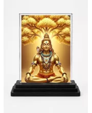 Lord Shiva Acrylic Car Dashboard Showpiece | Double-Sided Lord Shiva Photo Stand | 3 X 4 Inch Photo | Transparent Acrylic Frame With Black Base | Car Dashboard, Office & Table Decor (F72053)