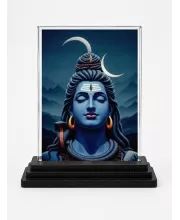 Lord Shiva Acrylic Car Dashboard Showpiece | Double-Sided Lord Shiva Photo Stand | 3 X 4 Inch Photo | Transparent Acrylic Frame With Black Base | Car Dashboard, Office & Table Decor (F72054)