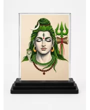 Lord Shiva Acrylic Car Dashboard Showpiece | Double-Sided Lord Shiva Photo Stand | 3 X 4 Inch Photo | Transparent Acrylic Frame With Black Base | Car Dashboard, Office & Table Decor (F72056)