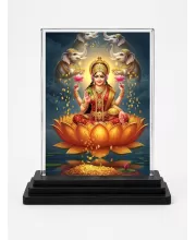 Lord Ganesha Acrylic Car Dashboard Showpiece | Double-Sided Lord Ganesha Photo Stand | 3 X 4 Inch Photo | Transparent Acrylic Frame With Black Base | Car Dashboard, Office & Table Decor (F72059)