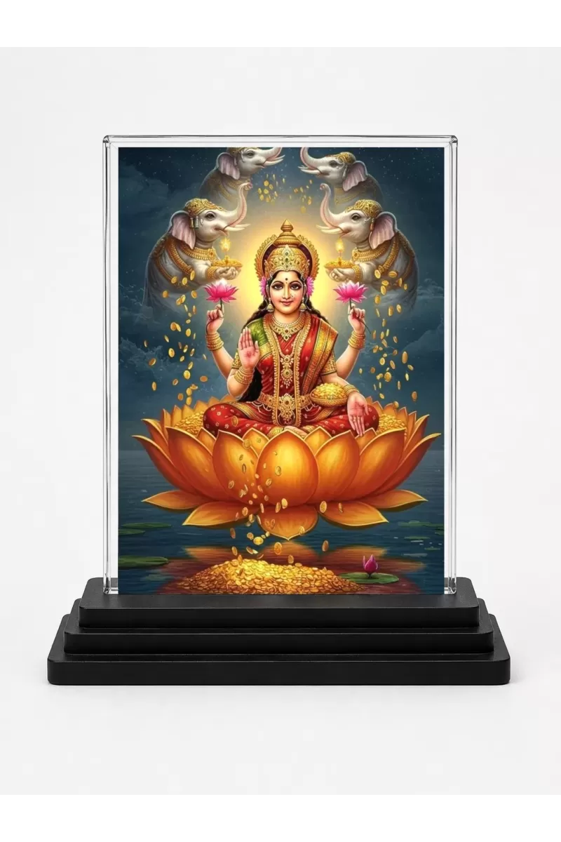 Lord Ganesha Acrylic Car Dashboard Showpiece | Double-Sided Lord Ganesha Photo Stand | 3 X 4 Inch Photo | Transparent Acrylic Frame With Black Base | Car Dashboard, Office & Table Decor (F72059)