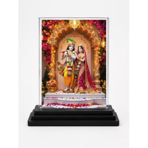 Shree Krishna And Shree Radha Acrylic Car Dashboard Showpiece | Double-Sided Shree Krishna And Shree Radha Photo Stand | 3 X 4 Inch Photo | Transparent Acrylic Frame With Black Base | Car Dashboard, Office & Table Decor (F72060) Shree Krishna And Shree Radha Acrylic Car Dashboard Showpiece | Double-Sided Shree Krishna And Shree Radha Photo Stand | 3 X 4 Inch Photo | Transparent Acrylic Frame With Black Base | Car Dashboard, Office & Table Decor (F72060)