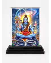 Lord Shiva Acrylic Car Dashboard Showpiece | Double-Sided Lord Shiva Photo Stand | 3 X 4 Inch Photo | Transparent Acrylic Frame With Black Base | Car Dashboard, Office & Table Decor (F72071)