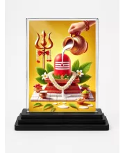 Lord Shiva Acrylic Car Dashboard Showpiece | Double-Sided Lord Shiva Photo Stand | 3 X 4 Inch Photo | Transparent Acrylic Frame With Black Base | Car Dashboard, Office & Table Decor (F72072)