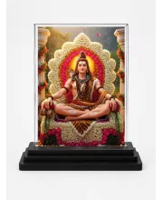 Lord Shiva Acrylic Car Dashboard Showpiece | Double-Sided Lord Shiva Photo Stand | 3 X 4 Inch Photo | Transparent Acrylic Frame With Black Base | Car Dashboard, Office & Table Decor (F72073)