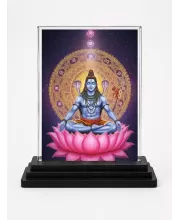 Lord Shiva Acrylic Car Dashboard Showpiece | Double-Sided Lord Shiva Photo Stand | 3 X 4 Inch Photo | Transparent Acrylic Frame With Black Base | Car Dashboard, Office & Table Decor (F72074)