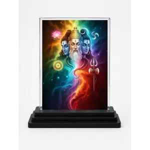 Lord Lord Brahma, Lord Vishnu, And Lord Shiva Acrylic Car Dashboard Showpiece | Double-Sided Lord Lord Brahma, Lord Vishnu, And Lord Shiva Photo Stand | 3 X 4 Inch Photo | Transparent Acrylic Frame With Black Base | Car Dashboard, Office & Table Lord Lord Brahma, Lord Vishnu, And Lord Shiva Acrylic Car Dashboard Showpiece | Double-Sided Lord Lord Brahma, Lord Vishnu, And Lord Shiva Photo Stand | 3 X 4 Inch Photo | Transparent Acrylic Frame With Black Base | Car Dashboard, Office & Table