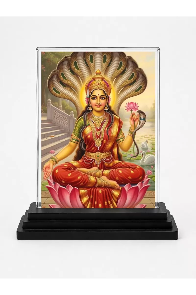 Lord Ganesha Acrylic Car Dashboard Showpiece | Double-Sided Lord Ganesha Photo Stand | 3 X 4 Inch Photo | Transparent Acrylic Frame With Black Base | Car Dashboard, Office & Table Decor (F72080)