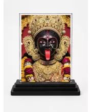 Goddess Kali Acrylic Car Dashboard Showpiece | Double-Sided Goddess Kali Photo Stand | 3 X 4 Inch Photo | Transparent Acrylic Frame With Black Base | Car Dashboard, Office & Table Decor (F72083)
