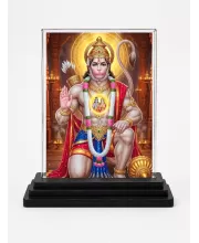Hanuman Acrylic Car Dashboard Showpiece | Double-Sided Hanuman Photo Stand | 3 X 4 Inch Photo | Transparent Acrylic Frame With Black Base | Car Dashboard, Office & Table Decor (F72089)
