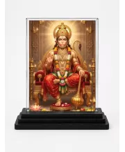 Hanuman Acrylic Car Dashboard Showpiece | Double-Sided Hanuman Photo Stand | 3 X 4 Inch Photo | Transparent Acrylic Frame With Black Base | Car Dashboard, Office & Table Decor (F72091)