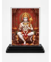 Hanuman Acrylic Car Dashboard Showpiece | Double-Sided Hanuman Photo Stand | 3 X 4 Inch Photo | Transparent Acrylic Frame With Black Base | Car Dashboard, Office & Table Decor (F72092)