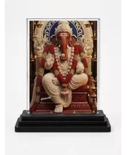 Ganesha Acrylic Car Dashboard Showpiece | Double-Sided Ganesha Photo Stand | 3 X 4 Inch Photo | Transparent Acrylic Frame With Black Base | Car Dashboard, Office & Table Decor (F72093)