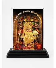 Shree Kashtabhanjan Dev Hanumanji Acrylic Car Dashboard Showpiece | Double-Sided Shree Kashtabhanjan Dev Hanumanji Photo Stand | 3 X 4 Inch Photo | Transparent Acrylic Frame With Black Base | Car Dashboard, Office & Table Decor (F72097)