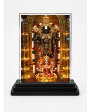 Tirupati Balaji Acrylic Car Dashboard Showpiece | Double-Sided Tirupati Balaji Photo Stand | 3 X 4 Inch Photo | Transparent Acrylic Frame With Black Base | Car Dashboard, Office & Table Decor (F72098)