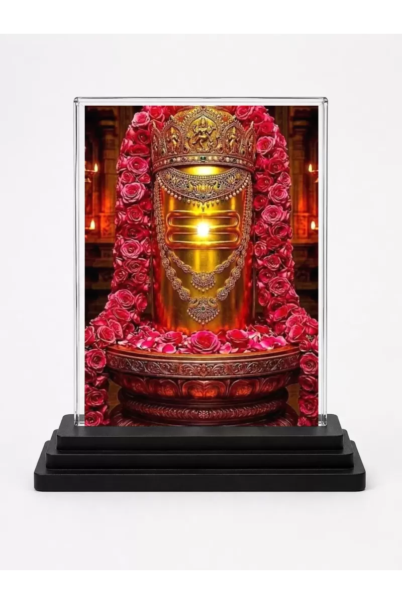 Shiva Acrylic Car Dashboard Showpiece | Double-Sided Shiva Photo Stand | 3 X 4 Inch Photo | Transparent Acrylic Frame With Black Base | Car Dashboard, Office & Table Decor (F72099)