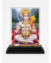 Hanuman Acrylic Car Dashboard Showpiece | Double-Sided Hanuman Photo Stand | 3 X 4 Inch Photo | Transparent Acrylic Frame With Black Base | Car Dashboard, Office & Table Decor (F72101)