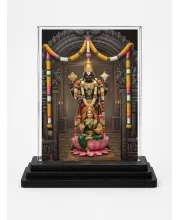 Lakshmi Acrylic Car Dashboard Showpiece | Double-Sided Lakshmi Photo Stand | 3 X 4 Inch Photo | Transparent Acrylic Frame With Black Base | Car Dashboard, Office & Table Decor (F72102)