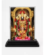 Lakshmi Acrylic Car Dashboard Showpiece | Double-Sided Lakshmi Photo Stand | 3 X 4 Inch Photo | Transparent Acrylic Frame With Black Base | Car Dashboard, Office & Table Decor (F72103)