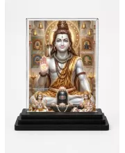 Shiva Acrylic Car Dashboard Showpiece | Double-Sided Shiva Photo Stand | 3 X 4 Inch Photo | Transparent Acrylic Frame With Black Base | Car Dashboard, Office & Table Decor (F72105)