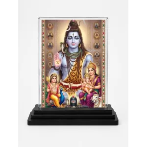 Shiva Acrylic Car Dashboard Showpiece | Double-Sided Shiva Photo Stand | 3 X 4 Inch Photo | Transparent Acrylic Frame With Black Base | Car Dashboard, Office & Table Decor (F72108)