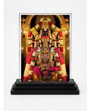 Venkateswara Acrylic Car Dashboard Showpiece | Double-Sided Venkateswara Photo Stand | 3 X 4 Inch Photo | Transparent Acrylic Frame With Black Base | Car Dashboard, Office & Table Decor (F72111)