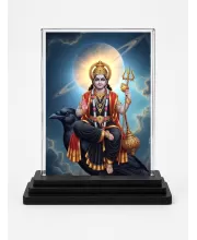 Shani Acrylic Car Dashboard Showpiece | Double-Sided Shani Photo Stand | 3 X 4 Inch Photo | Transparent Acrylic Frame With Black Base | Car Dashboard, Office & Table Decor (F72113)