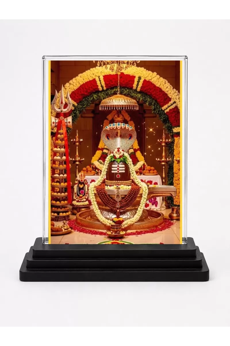 Meenakshi Acrylic Car Dashboard Showpiece | Double-Sided Meenakshi Photo Stand | 3 X 4 Inch Photo | Transparent Acrylic Frame With Black Base | Car Dashboard, Office & Table Decor (F72114)