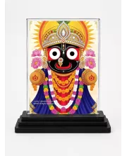 Jagannath Acrylic Car Dashboard Showpiece | Double-Sided Jagannath Photo Stand | 3 X 4 Inch Photo | Transparent Acrylic Frame With Black Base | Car Dashboard, Office & Table Decor (F72119)
