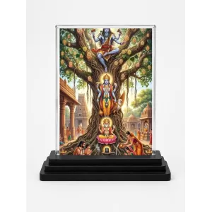 Shiva Acrylic Car Dashboard Showpiece | Double-Sided Shiva Photo Stand | 3 X 4 Inch Photo | Transparent Acrylic Frame With Black Base | Car Dashboard, Office & Table Decor (F72122)