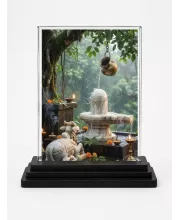 Ganesha Acrylic Car Dashboard Showpiece | Double-Sided Ganesha Photo Stand | 3 X 4 Inch Photo | Transparent Acrylic Frame With Black Base | Car Dashboard, Office & Table Decor (F72123)