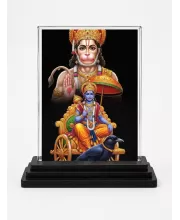 Hanuman Acrylic Car Dashboard Showpiece | Double-Sided Hanuman Photo Stand | 3 X 4 Inch Photo | Transparent Acrylic Frame With Black Base | Car Dashboard, Office & Table Decor (F72126)