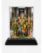 Kandhara Alangharam Acrylic Car Dashboard Showpiece | Double-Sided Kandhara Alangharam Photo Stand | 3 X 4 Inch Photo | Transparent Acrylic Frame With Black Base | Car Dashboard, Office & Table Decor (F72131)