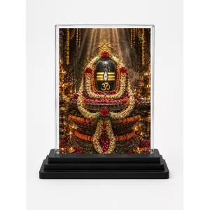 Shiva Acrylic Car Dashboard Showpiece | Double-Sided Shiva Photo Stand | 3 X 4 Inch Photo | Transparent Acrylic Frame With Black Base | Car Dashboard, Office & Table Decor (F72132)