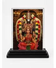 Lakshmi Acrylic Car Dashboard Showpiece | Double-Sided Lakshmi Photo Stand | 3 X 4 Inch Photo | Transparent Acrylic Frame With Black Base | Car Dashboard, Office & Table Decor (F72136)