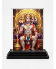 Hanuman Acrylic Car Dashboard Showpiece | Double-Sided Hanuman Photo Stand | 3 X 4 Inch Photo | Transparent Acrylic Frame With Black Base | Car Dashboard, Office & Table Decor (F72143)