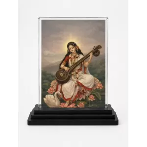 Saraswati Acrylic Car Dashboard Showpiece | Double-Sided Saraswati Photo Stand | 3 X 4 Inch Photo | Transparent Acrylic Frame With Black Base | Car Dashboard, Office & Table Decor (F72145) Saraswati Acrylic Car Dashboard Showpiece | Double-Sided Saraswati Photo Stand | 3 X 4 Inch Photo | Transparent Acrylic Frame With Black Base | Car Dashboard, Office & Table Decor (F72145)