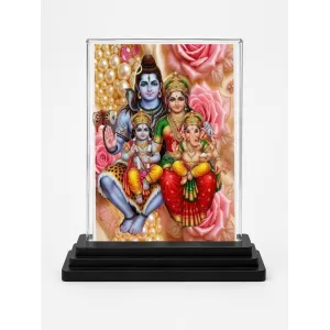 Shiva Acrylic Car Dashboard Showpiece | Double-Sided Shiva Photo Stand | 3 X 4 Inch Photo | Transparent Acrylic Frame With Black Base | Car Dashboard, Office & Table Decor (F72148)