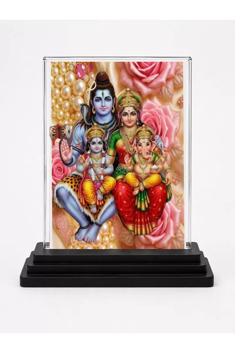 Shiva Acrylic Car Dashboard Showpiece | Double-Sided Shiva Photo Stand | 3 X 4 Inch Photo | Transparent Acrylic Frame With Black Base | Car Dashboard, Office & Table Decor (F72148)