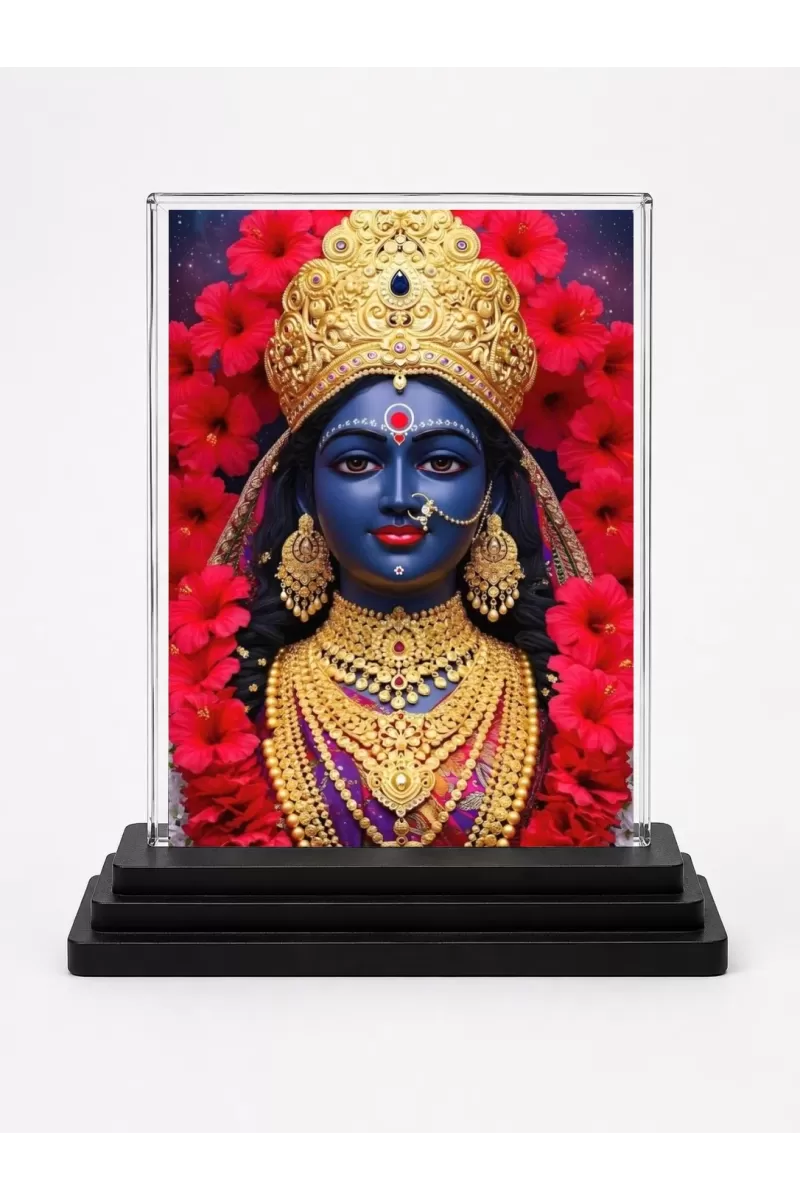 Kali Acrylic Car Dashboard Showpiece | Double-Sided Kali Photo Stand | 3 X 4 Inch Photo | Transparent Acrylic Frame With Black Base | Car Dashboard, Office & Table Decor (F72149)