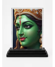 Goddess Kali Acrylic Car Dashboard Showpiece | Double-Sided Goddess Kali Photo Stand | 3 X 4 Inch Photo | Transparent Acrylic Frame With Black Base | Car Dashboard, Office & Table Decor (F72153)