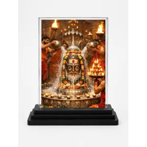 Shiva Acrylic Car Dashboard Showpiece | Double-Sided Shiva Photo Stand | 3 X 4 Inch Photo | Transparent Acrylic Frame With Black Base | Car Dashboard, Office & Table Decor (F72155)
