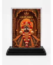 Jagannath Acrylic Car Dashboard Showpiece | Double-Sided Jagannath Photo Stand | 3 X 4 Inch Photo | Transparent Acrylic Frame With Black Base | Car Dashboard, Office & Table Decor (F72158)