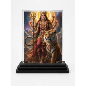 Durga Acrylic Car Dashboard Showpiece | Double-Sided Durga Photo Stand | 3 X 4 Inch Photo | Transparent Acrylic Frame With Black Base | Car Dashboard, Office & Table Decor (F72160) Durga Acrylic Car Dashboard Showpiece | Double-Sided Durga Photo Stand | 3 X 4 Inch Photo | Transparent Acrylic Frame With Black Base | Car Dashboard, Office & Table Decor (F72160)