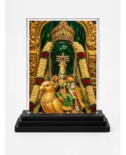 Lakshmi Acrylic Car Dashboard Showpiece | Double-Sided Lakshmi Photo Stand | 3 X 4 Inch Photo | Transparent Acrylic Frame With Black Base | Car Dashboard, Office & Table Decor (F72161)