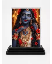 Krishna Acrylic Car Dashboard Showpiece | Double-Sided Krishna Photo Stand | 3 X 4 Inch Photo | Transparent Acrylic Frame With Black Base | Car Dashboard, Office & Table Decor (F72162)