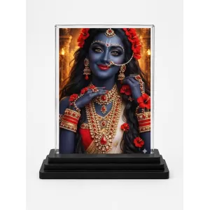 Krishna Acrylic Car Dashboard Showpiece | Double-Sided Krishna Photo Stand | 3 X 4 Inch Photo | Transparent Acrylic Frame With Black Base | Car Dashboard, Office & Table Decor (F72162)